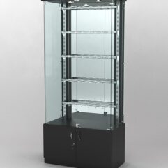 Витрина КАЛЛИСТА №1-2 с регулируемыми навесными элементами (задняя стенка - зеркало), Черный