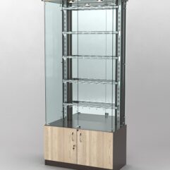 Витрина КАЛЛИСТА №1-2 с регулируемыми навесными элементами (задняя стенка - зеркало), Дуб Венге и Дуб Сонома