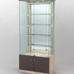 Витрина КАЛЛИСТА №1-2 с регулируемыми навесными элементами (задняя стенка - зеркало), Дуб Сонома + Дуб Венге