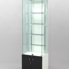 Витрина КАЛЛИСТА №2-1 с регулируемыми навесными элементами (задняя стенка - ДСП), Белый и Черный