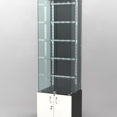 Витрина КАЛЛИСТА №2-1 с регулируемыми навесными элементами (задняя стенка - ДСП), Черный и Белый