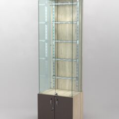 Витрина КАЛЛИСТА №2-1 с регулируемыми навесными элементами (задняя стенка - ДСП), Дуб Сонома + Дуб Венге