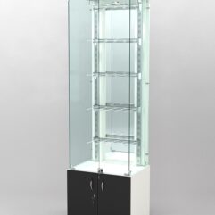 Витрина КАЛЛИСТА №2-2 с регулируемыми навесными элементами (задняя стенка - зеркало), Белый и Черный