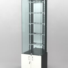 Витрина КАЛЛИСТА №2-2 с регулируемыми навесными элементами (задняя стенка - зеркало), Черный и Белый