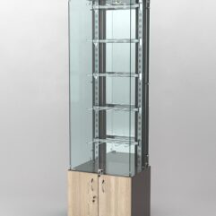 Витрина КАЛЛИСТА №2-2 с регулируемыми навесными элементами (задняя стенка - зеркало), Дуб Венге и Дуб Сонома