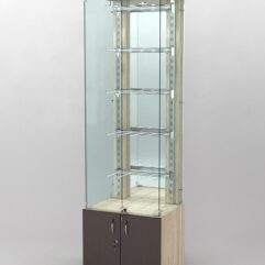 Витрина КАЛЛИСТА №2-2 с регулируемыми навесными элементами (задняя стенка - зеркало), Дуб Сонома + Дуб Венге