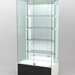 Витрина КАЛЛИСТА №3-2 с регулируемыми навесными элементами (задняя стенка - зеркало), Белый и Черный