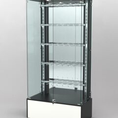 Витрина КАЛЛИСТА №3-2 с регулируемыми навесными элементами (задняя стенка - зеркало), Черный и Белый