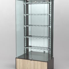 Витрина КАЛЛИСТА №3-2 с регулируемыми навесными элементами (задняя стенка - зеркало), Дуб Венге и Дуб Сонома