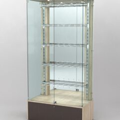 Витрина КАЛЛИСТА №3-2 с регулируемыми навесными элементами (задняя стенка - зеркало), Дуб Сонома + Дуб Венге