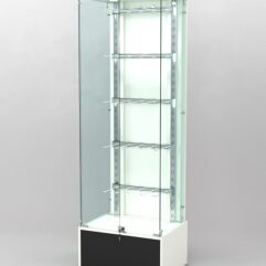 Витрина КАЛЛИСТА №4-1 с регулируемыми навесными элементами (задняя стенка - ДСП), Белый и Черный