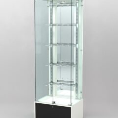 Витрина КАЛЛИСТА №4-2 с регулируемыми навесными элементами (задняя стенка - зеркало), Белый и Черный