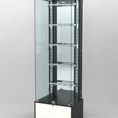 Витрина КАЛЛИСТА №4-2 с регулируемыми навесными элементами (задняя стенка - зеркало), Черный и Белый