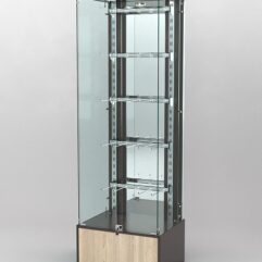 Витрина КАЛЛИСТА №4-2 с регулируемыми навесными элементами (задняя стенка - зеркало), Дуб Венге и Дуб Сонома