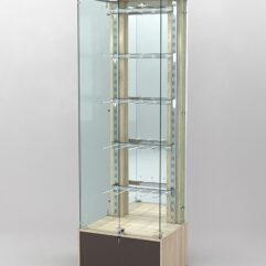 Витрина КАЛЛИСТА №4-2 с регулируемыми навесными элементами (задняя стенка - зеркало), Дуб Сонома + Дуб Венге