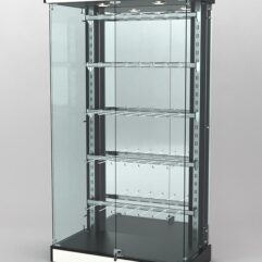 Витрина КАЛЛИСТА №5-2 с регулируемыми навесными элементами (задняя стенка - зеркало), Черный и Белый