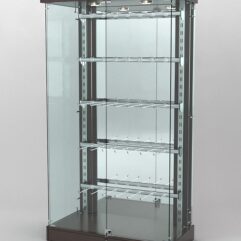 Витрина КАЛЛИСТА №5-2 с регулируемыми навесными элементами (задняя стенка - зеркало), Дуб Венге