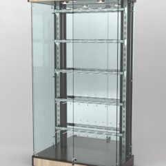 Витрина КАЛЛИСТА №5-2 с регулируемыми навесными элементами (задняя стенка - зеркало), Дуб Венге и Дуб Сонома