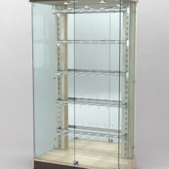 Витрина КАЛЛИСТА №5-2 с регулируемыми навесными элементами (задняя стенка - зеркало), Дуб Сонома + Дуб Венге