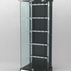 Витрина КАЛЛИСТА №6-1 с регулируемыми навесными элементами (задняя стенка - ДСП), Черный и Белый