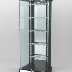 Витрина КАЛЛИСТА №6-2 с регулируемыми навесными элементами (задняя стенка - зеркало), Черный и Белый