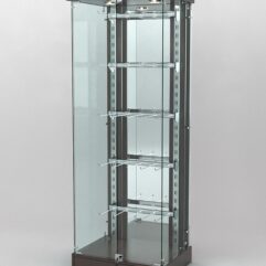 Витрина КАЛЛИСТА №6-2 с регулируемыми навесными элементами (задняя стенка - зеркало), Дуб Венге