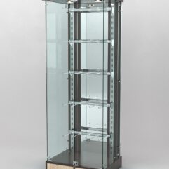 Витрина КАЛЛИСТА №6-2 с регулируемыми навесными элементами (задняя стенка - зеркало), Дуб Венге и Дуб Сонома