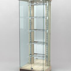 Витрина КАЛЛИСТА №6-2 с регулируемыми навесными элементами (задняя стенка - зеркало), Дуб Сонома + Дуб Венге