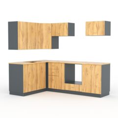 Кухонный гарнитур со столешницей 25мм №6A, Темно-серый и Дуб Золотистый