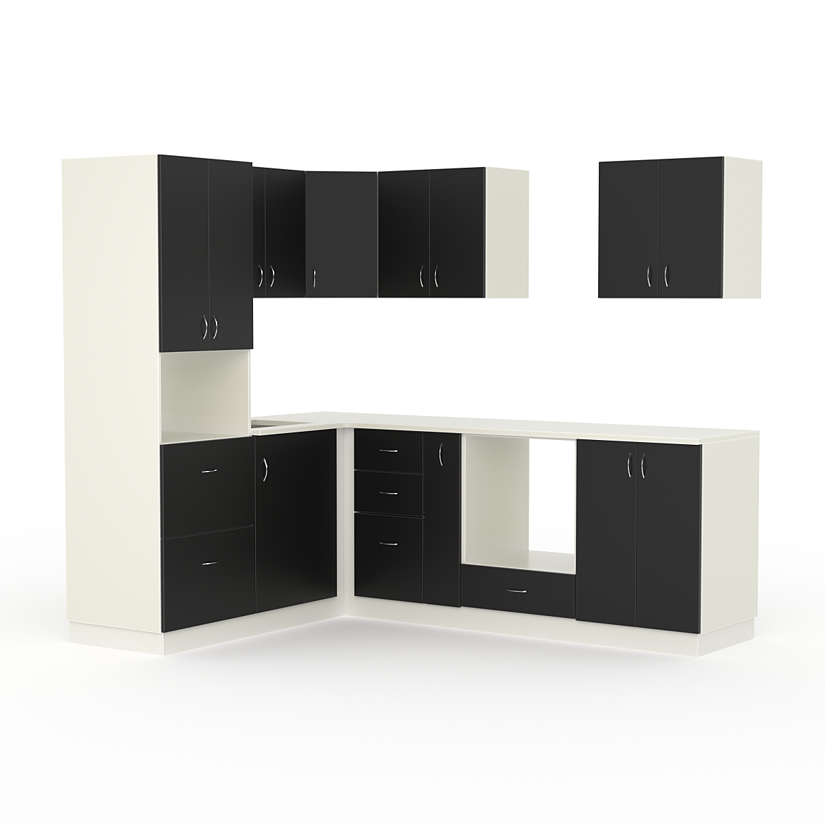 Кухонный гарнитур со столешницей 25мм №7A, Белый и Черный