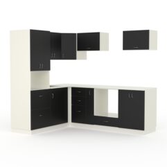 Кухонный гарнитур со столешницей 25мм №9A, Белый и Черный