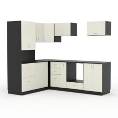 Кухонный гарнитур со столешницей 25мм №9A, Черный и Белый