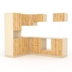 Кухонный гарнитур со столешницей 25мм №9A, Дуб Золотистый и Крем Вайс