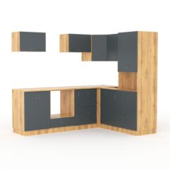 Кухонный гарнитур со столешницей 25мм №8А, Дуб Золотистый и Темно-Серый