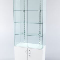 Витрина ХАЙТЕК КВАДРО №1-1 (задняя стенка - стекло), Белый