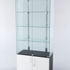 Витрина ХАЙТЕК КВАДРО №1-1 (задняя стенка - стекло), Черный+Белый