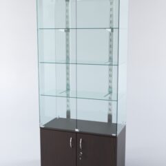 Витрина ХАЙТЕК КВАДРО №1-1 (задняя стенка - стекло), Дуб Венге