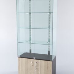 Витрина ХАЙТЕК КВАДРО №1-1 (задняя стенка - стекло), Дуб Венге + Дуб Сонома