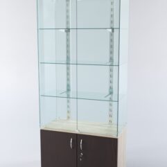 Витрина ХАЙТЕК КВАДРО №1-1 (задняя стенка - стекло), Дуб Сонома + Дуб Венге