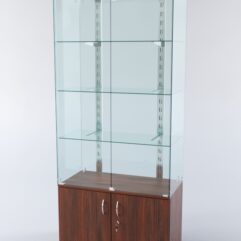 Витрина ХАЙТЕК КВАДРО №1-1 (задняя стенка - стекло), Орех