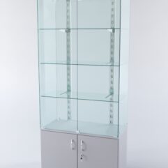 Витрина ХАЙТЕК КВАДРО №1-1 (задняя стенка - стекло), Серый