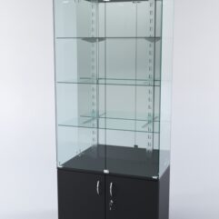 Витрина ХАЙТЕК КВАДРО №1-2 (задняя стенка - зеркало), Черный