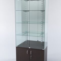 Витрина ХАЙТЕК КВАДРО №1-2 (задняя стенка - зеркало), Дуб Венге