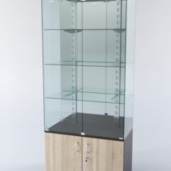 Витрина ХАЙТЕК КВАДРО №1-2 (задняя стенка - зеркало), Дуб Венге + Дуб Сонома