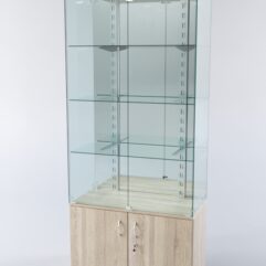 Витрина ХАЙТЕК КВАДРО №1-2 (задняя стенка - зеркало), Дуб Сонома