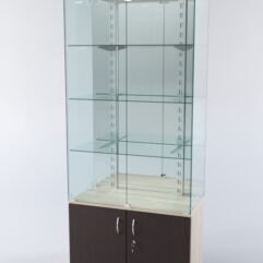 Витрина ХАЙТЕК КВАДРО №1-2 (задняя стенка - зеркало), Дуб Сонома + Дуб Венге