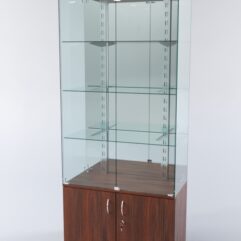 Витрина ХАЙТЕК КВАДРО №1-2 (задняя стенка - зеркало), Орех