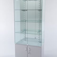 Витрина ХАЙТЕК КВАДРО №1-2 (задняя стенка - зеркало), Серый