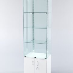 Витрина ХАЙТЕК КВАДРО №2-1 (задняя стенка - стекло), Белый