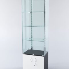 Витрина ХАЙТЕК КВАДРО №2-1 (задняя стенка - стекло), Черный+Белый